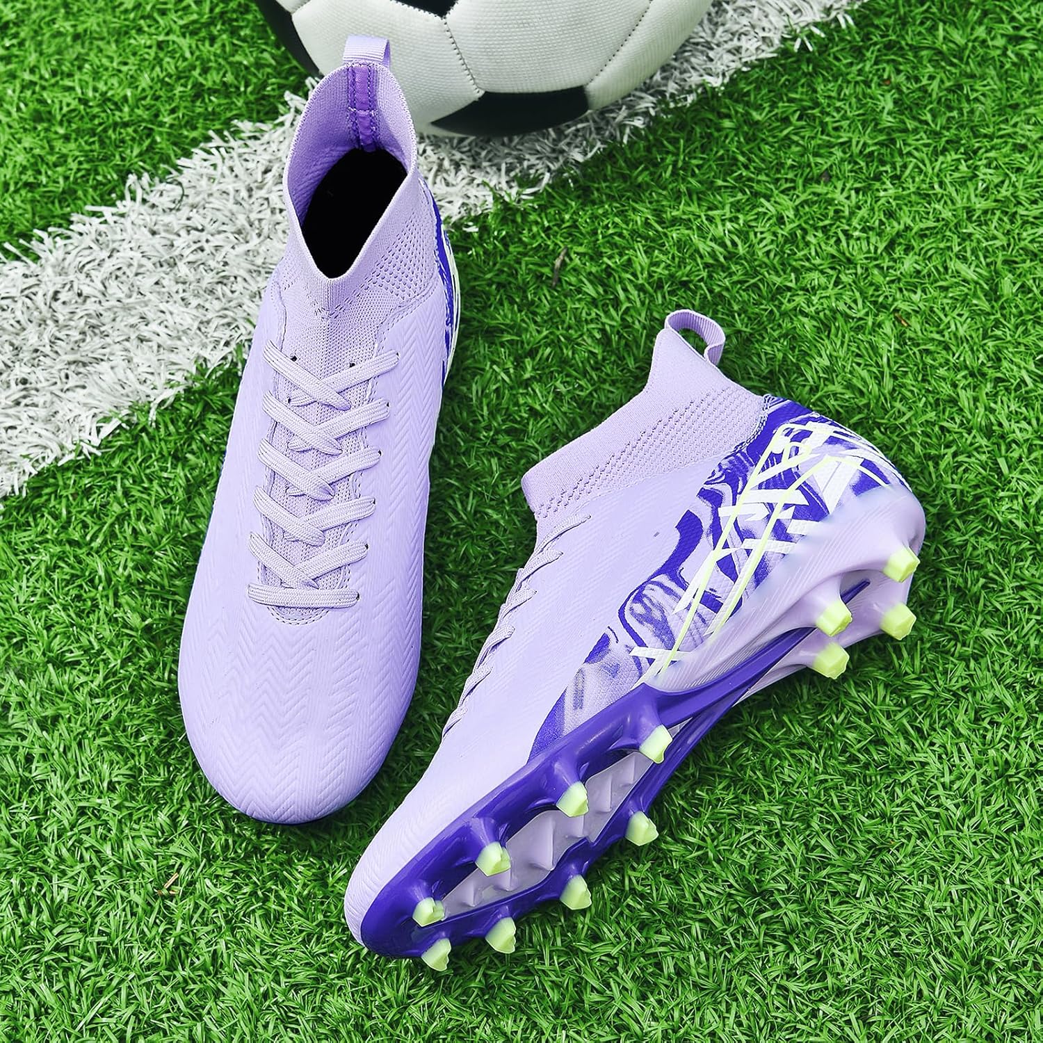 Indoor Soccer Cleats Mens Womens Turf Soccer Cleats Wide Socer Shoes FG AG TF High Ankle Football Boots