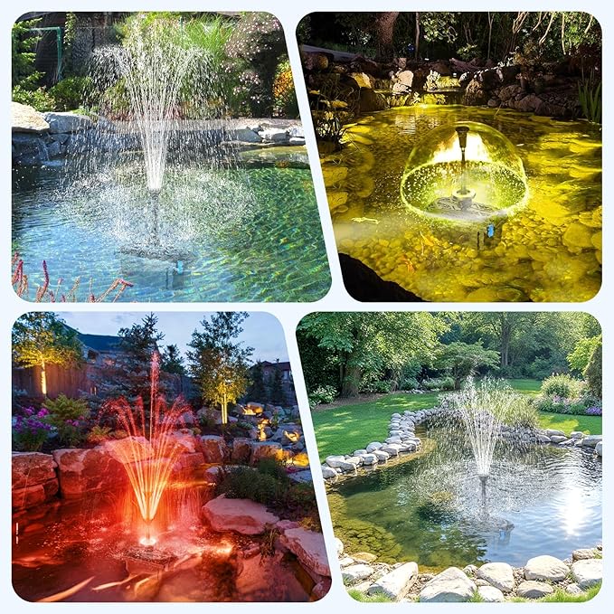 Antfraer Pond Filter with RGB Auto-Cycle LED Lights, Pond Filters for Outdoor Ponds Built In 660GPH Pond Pump, Pond Filter Box Suitable for Garden, Fountain, Pond, Waterfall, Aquarium-Corded Electric