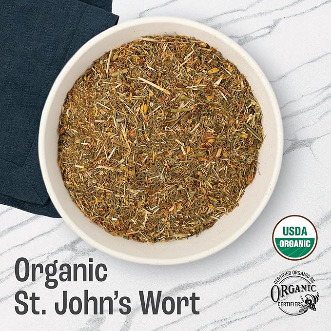 J Mac Botanicals, Organic St John's Wort (16 oz) Hypericum perforatum Loose Leaf Herbal Tea-FlexoryFit