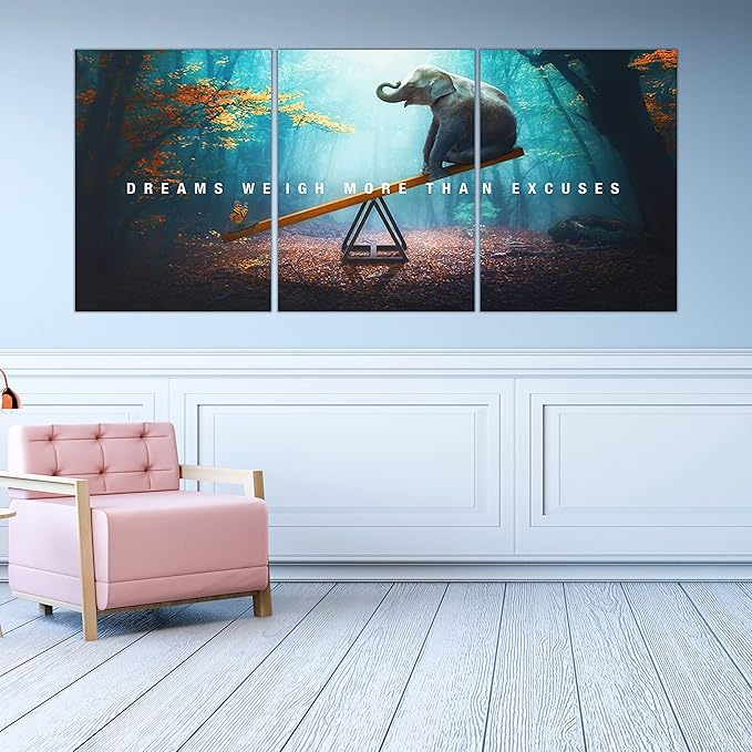 Yetaryy Motivational Poster Inspirational Wall Art 3 Pieces Canvas Painting Lion Artwork for Living Room Office Modern Home Decor Prints Pictures Wall Decor Framed Ready to Hang [36''Wx 16''H]-FlexoryFit