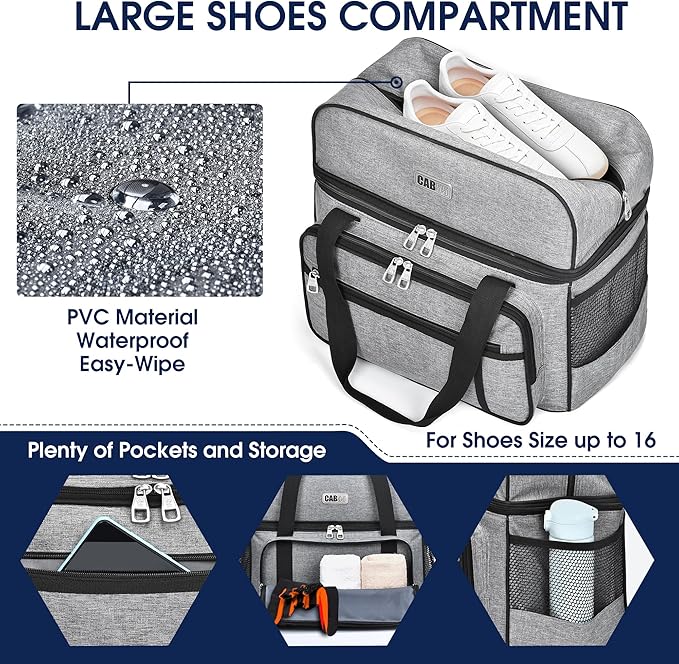 CAB55 2 Ball Bowling Bag with 4 Wheels, Double Bowling Ball Bag with Separate Shoe Compartment, (Up To US Men Size 16), and Multiple Multifunctional Accessory Pockets-FlexoryFit