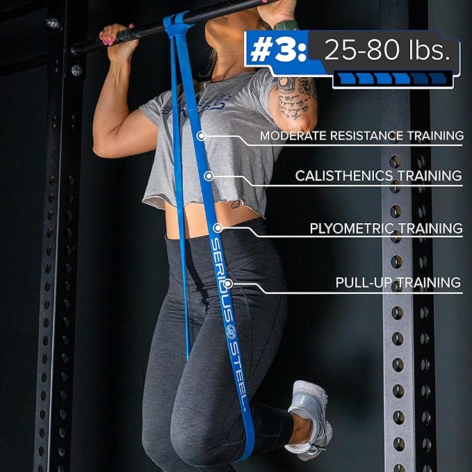 SERIOUS STEEL FITNESS Assisted 41" Pull-Up Band, Resistance & Stretch, Powerlifting & Pull-up Assist Loop (Single Band)-FlexoryFit