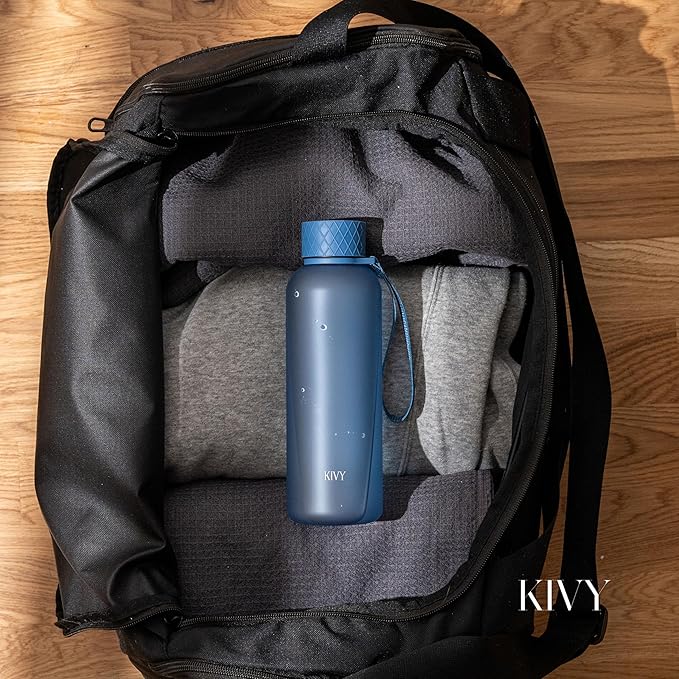 KIVY Slim Water Bottle 22oz [Lightweight & Shatterproof] - Small Drinking Waterbottle - Tritan Bottle Without Straw for School, Sport & Travel - Drinking Bottle Dishwasher Safe, BPA Free-FlexoryFit