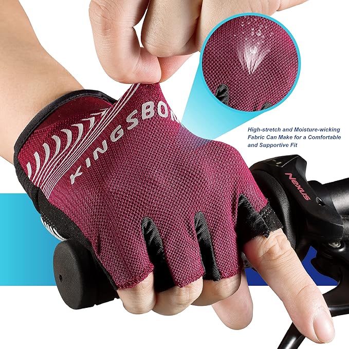 KINGSBOM Breathable Cycling Gloves, Shock-Absorbing Bike Gloves with Light Silicone Gel Pad, Anti-Slip Bicycle Gloves for Men and Women-FlexoryFit