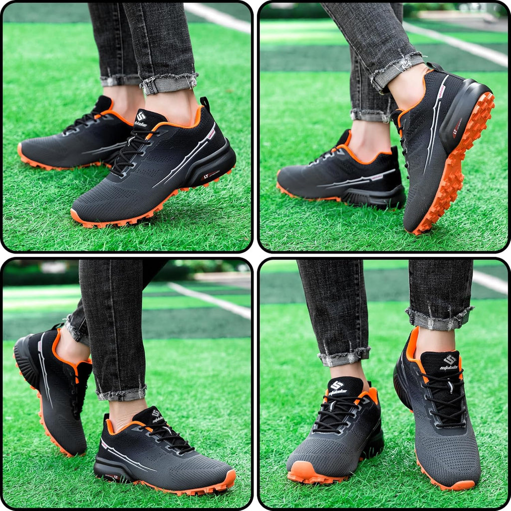 Men's Trail Running Shoes Lightweight Breathable Walking Hiking Sneakers Outdoor Athletic Tennis Cross Training Shoes