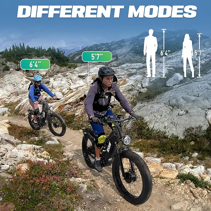 5000W Dual Motor Electric Bike for Adults 52MPH with 60V 32AH Battery, 26x4 Fat Tire All Terrain Ebikes, Full Suspension E Bike, SHM 7-Speed Gear Electric Bicycle(63v) (63V-Z)