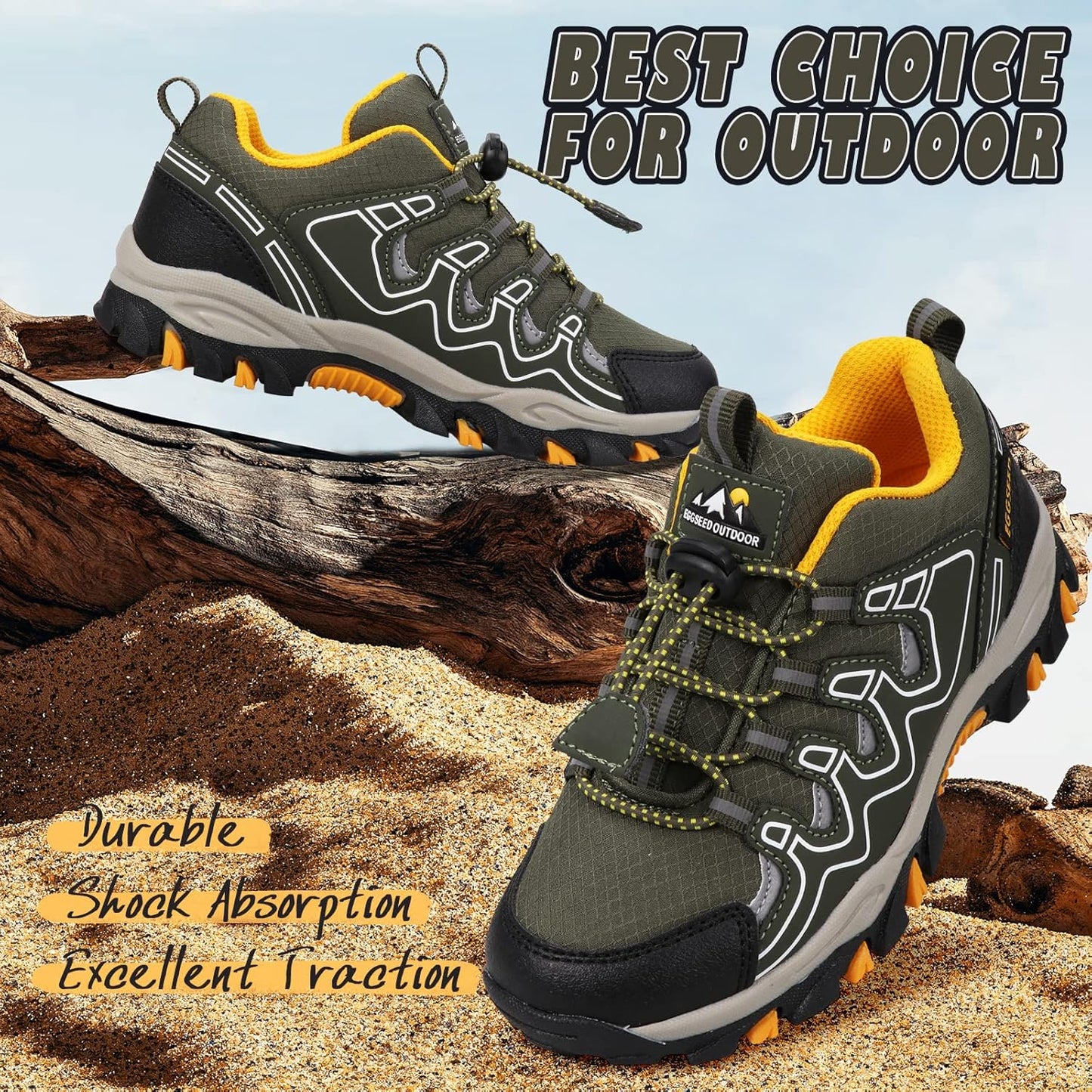 UOVO Boys Girls Kids Sneakers Hiking Running Outdoor Walking Tennis Shoes Waterproof Non Slip Fashion Sneakers(Little/Big Kids