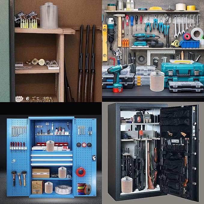 750 Grams 6pcs Gun Safe Dehumidifier, Reusable Canister Desiccant Dehumidifier, Rechargeable 1.65 Lbs Indicating Silica Gel Orange To Green