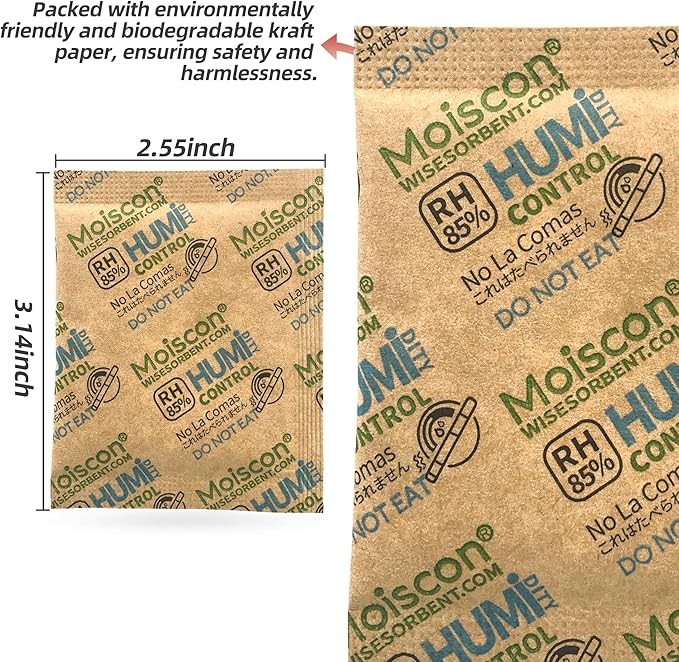 90 Pack 85% RH Size 8 Two-Way Humidity Control Packs for Wooden Musical Instruments, 8 Gram Moisture Control Packets for Bagpipe Reeds, Saxophone Reeds Individually Wrapped