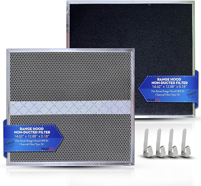 Upgraded For HPF30 Broan Range Hood Filters, Compatible With Broan Charcoal Filter HPF 30, Charcoal Filter 99010308 S97020466, 14.6” x 12.8” x 0.14” Traps Odors Type XC - 2 Pack