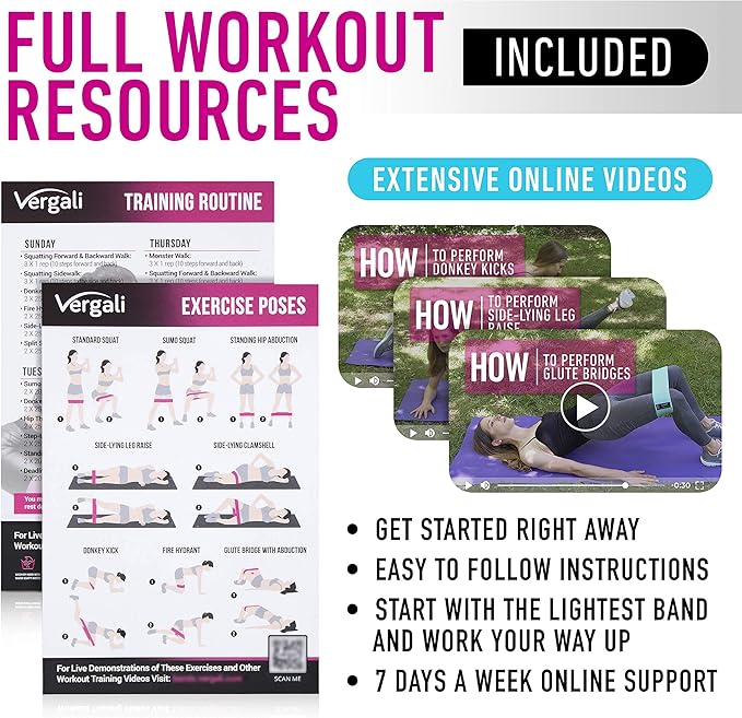 Resistance Bands for Working Out with Workout Bands Guide. 4 Booty Bands for Women Men Fabric Elastic Bands for Exercise Bands Resistance Bands for Legs Bands for Working Out Hip Thigh Glute Bands Set-FlexoryFit