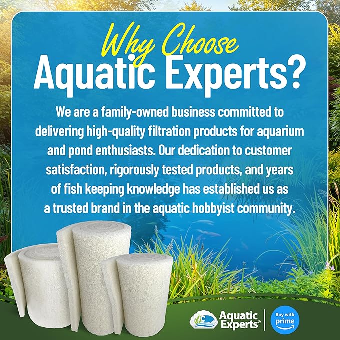 Classic Koi Pond Filter Pad FINE - White Bulk Roll Pond Filter Media, Ultra-Durable Pond Filters for Outdoor Ponds, Reusable Fish Pond Filter Material, USA, Aquatic Experts (3/4" - 1" x 16" x 56")