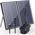 Biling Solar Pond Pump with Pond Filter, 70W Solar Panel, 660 GPH Solar Fountain Pump with Pond Filter Box Outdoor for Garden Ponds Water Feature Waterfall Pool