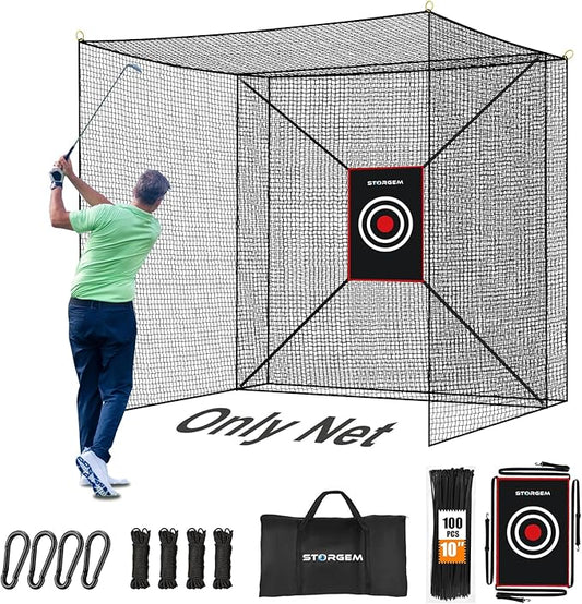 Storgem Golf Batting Cage Net with Extra Striking Net, Net Only, Heavy Duty Golf Hitting Practice Net, Backyard Batting Cage for Sports Training