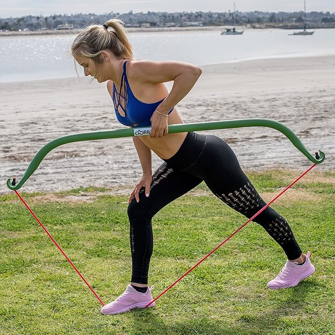 Gorilla Bow Original Portable Home Gym Resistance Bands and Bar System for Travel, Fitness, Weightlifting and Exercise Kit, Full Body Workout Equipment Set-FlexoryFit