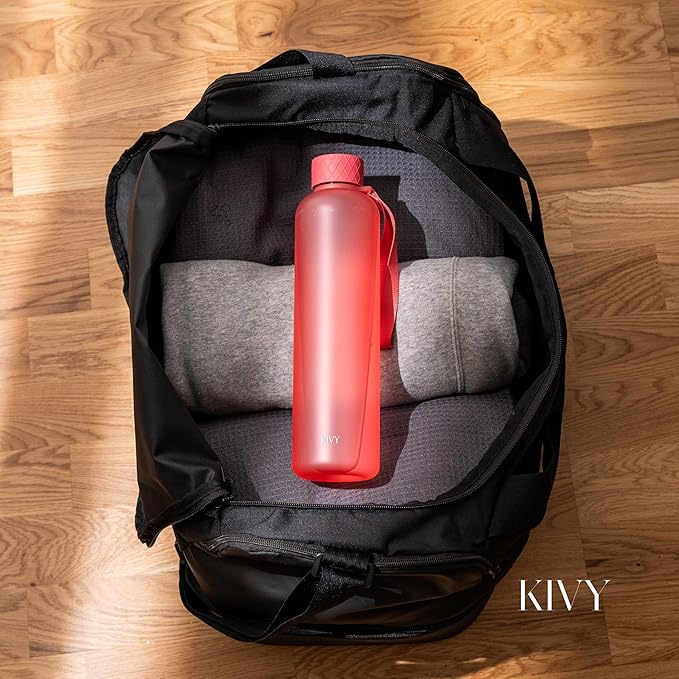 KIVY Slim Water Bottle 32oz [Lightweight & Shatterproof] - Reusable Tritan Water Bottle - Leak Proof Bottle for Women & Men - Coral Red Water Bottle BPA Free-FlexoryFit
