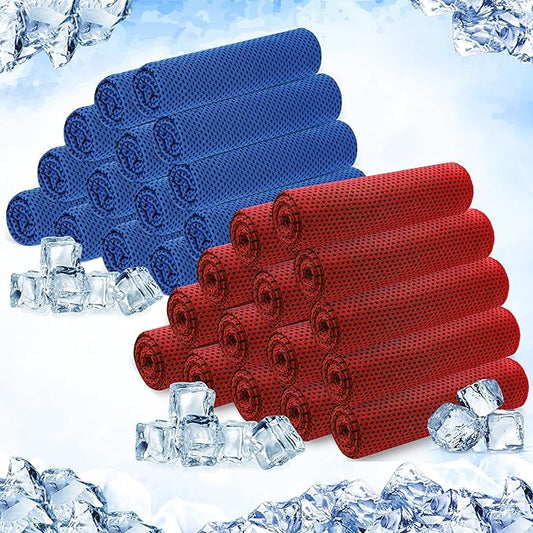 Hosuly 30 Pack Cooling Towels, 40"x12" Ice Breathable Soft Chilly Sweat Rag Microfiber Workout Rags for Gym Cooling Towels for Neck and Face for Yoga Golf Sport Running-FlexoryFit