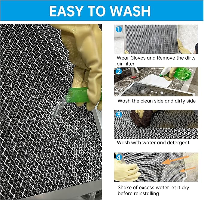 UBeesize 12x12x1 Reusable Electrostatic Air Filter HVAC AC Furnace Filter,MERV 8, Washable, Lasts a Lifetime,Permanent Air Filter,Breathe Fresher,Home And Office(Actual Size:11.69x11.69x0.82 Inch)