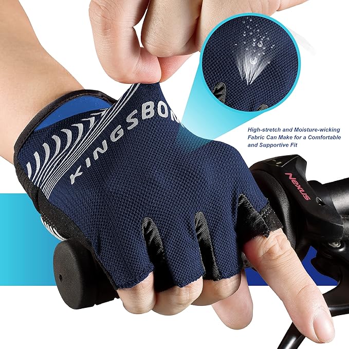 KINGSBOM Breathable Cycling Gloves, Shock-Absorbing Bike Gloves with Light Silicone Gel Pad, Anti-Slip Bicycle Gloves for Men and Women-FlexoryFit