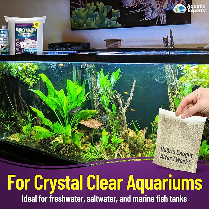 Aquatic Experts Aquarium Polishing Filter Pad, Water Polishing Pad for Aquarium Filters, Filter Floss for Fish Tank Filters, (100 Micron, 24" x 36" - 2 Pack)