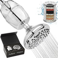 Aqua Elegante High Pressure Shower Head & Filter - Adjustable Water Saving Showerhead For Low Flow Showers With Bath Filters To Remove Chlorine + Hard Minerals, 2.5 GPM - Chrome