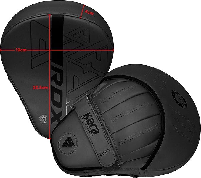 RDX Boxing Pads Curved Focus Mitts, Maya Hide Leather Kara Hook and jab Training Pads, Adjustable Strap Ventilated, MMA Muay Thai Kickboxing Coaching Martial Arts Punching Hand Target Strike Shield
