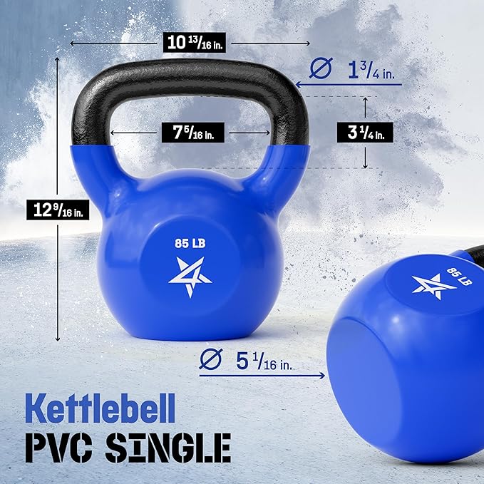 Yes4All 5-100 LB Kettlebells Vinyl Coated Cast Iron for Dumbbell Weights Exercises, Gym, Fitness, Full Body Workout Equipment Push up, Grip and Strength Training-FlexoryFit
