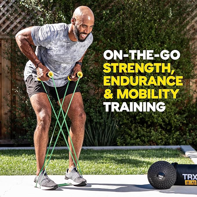 TRX Training Bandit Kit, Home Workout Resistance Band Set with Strength-Training Resistance Bands and Universal-Fit Handles for Exercise Bands-FlexoryFit