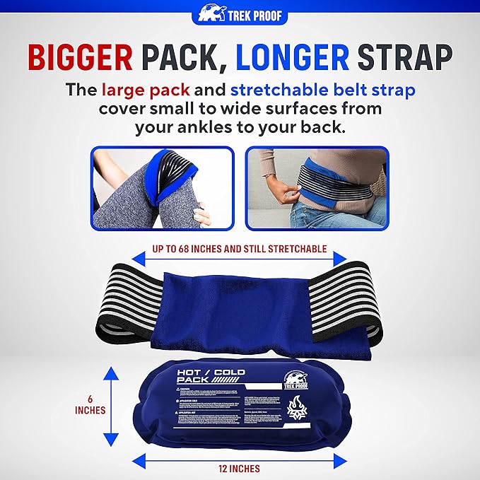 Ice Pack (3-Piece Set) – Reusable Hot and Cold Therapy Gel Wrap Support Injury Recovery, Alleviate Joint and Muscle Pain – Rotator Cuff, Knees, Back & More (3 Piece Set - Large)-FlexoryFit