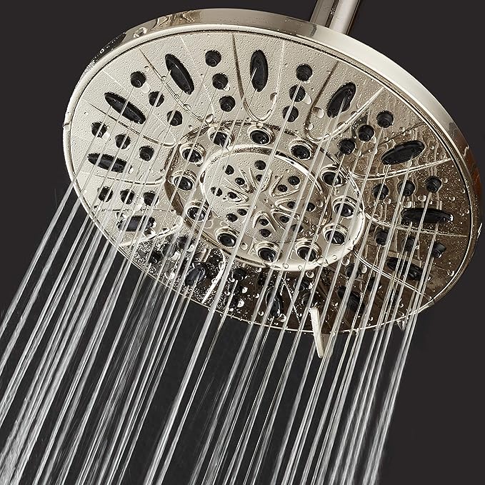 AquaDance BRUSHED NICKEL High Pressure 6-Setting 7" Rain Shower Head – Angle Adjustable, Anti-Clog Showerhead Jets, Tool-Free Installation - USA Standard Certified - Top U.S. Brand