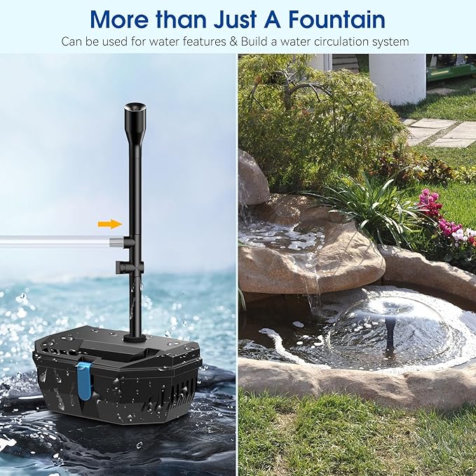 NFESOLAR Solar Fountain Kit, 30W Solar Pond Pump with Pond Filter, 200 GPH Submersible Pump, 4 Sprayers for Outdoor Pond 200-600 Gallons, Fish Tank and Garden Water Features N3213