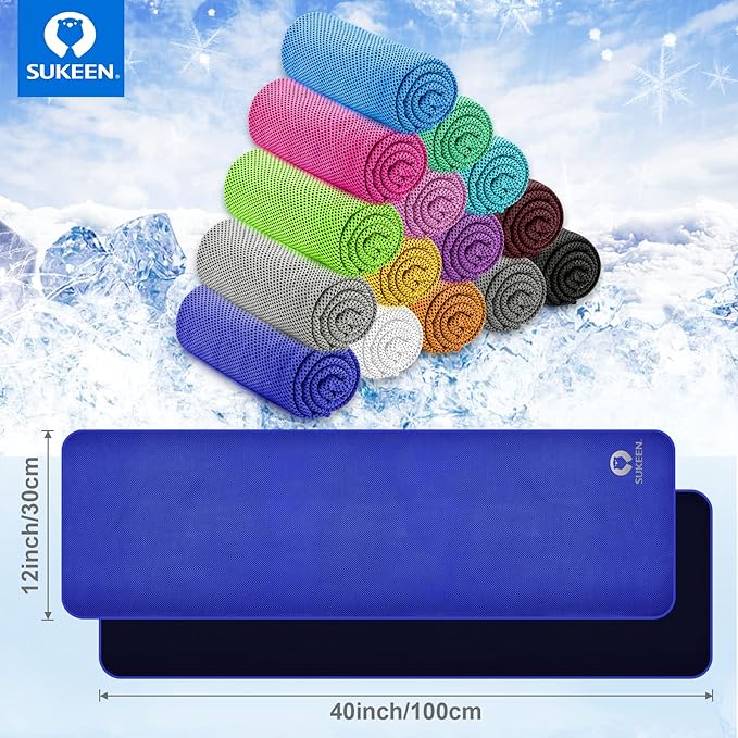 Sukeen Cooling Towel (40"x12"),Ice Towel,Soft Breathable Chilly Towel,Microfiber Towel for Yoga,Sport,Running,Gym,Workout,Camping,Fitness,Workout & More Activities-FlexoryFit