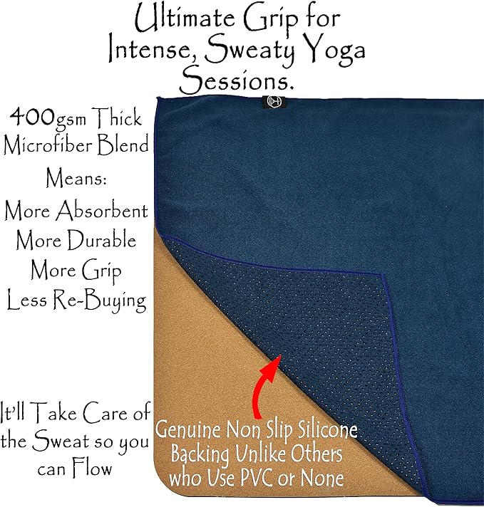 Tatago Hot Yoga Towel Non Slip Grip in 2 Sizes. Premium Yoga Towels for Hot Yoga Non Slip, Hot Pilates Mat Towel or Yoga Mat Towel Thicker, Softer, More Absorbant & Durable!-FlexoryFit