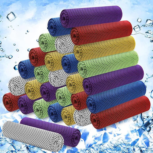 Hosuly 30 Pack Cooling Towels, 40"x12" Ice Breathable Soft Chilly Sweat Rag Microfiber Workout Rags for Gym Cooling Towels for Neck and Face for Yoga Golf Sport Running-FlexoryFit