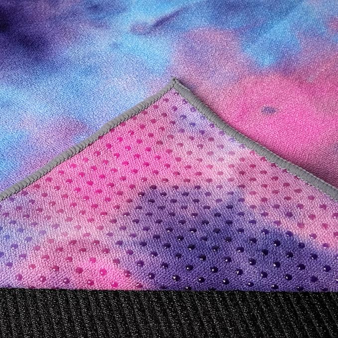 Eunzel 2 Pack Yoga Hand Towel，Microfiber Towel with Grip Dots Sweat Absorbent Non-Slip for Hot Yoga, Pilates and Workout 24" x16"，Purple & Blue/Green & Purple (2 Pack)-FlexoryFit