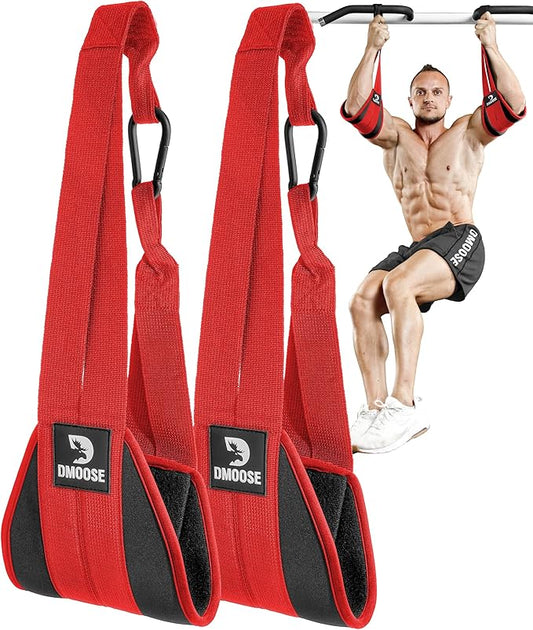 DMoose Fitness Hanging Ab Straps for Pull Up Bar & Core Strength Training - Soft Padded Exercise Straps for Ab Swing & Leg Raises, Hang Bar Strap with 2 Steel Carabiners - Abs Equipment for Home & Gym-FlexoryFit