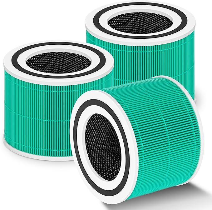 Core 300 Toxin Absorber Replacement Filter for LEVOIT Core300 Core300-P Core300S Vortex Air Air Purifier, 3-in-1 H13 Grade True HEPA High-Efficiency Activated Carbon, Core 300-RF-TX, 3 Pack, Green