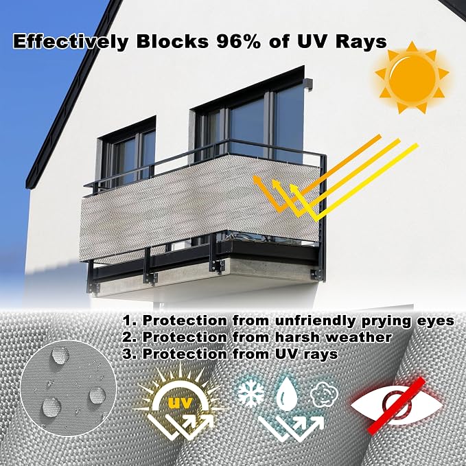 Balcony Privacy Screen 4.6' x 65.6' Durable UV-Resistant Patio Privacy Screen - Image 4