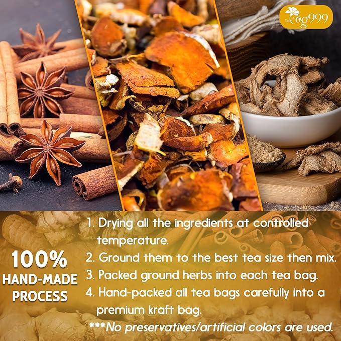 120 Bags Premium Turmeric Ginger Cinnamon Tea, Improve Digestion, Support Brain, Weight, Skin and Sleep, Eco-Conscious Tea Bags and Premium Natural Ingredients. Turmeric Ginger Herbal Tea. No Sugar, No Caffeine, No Gluten, Vegan.-FlexoryFit