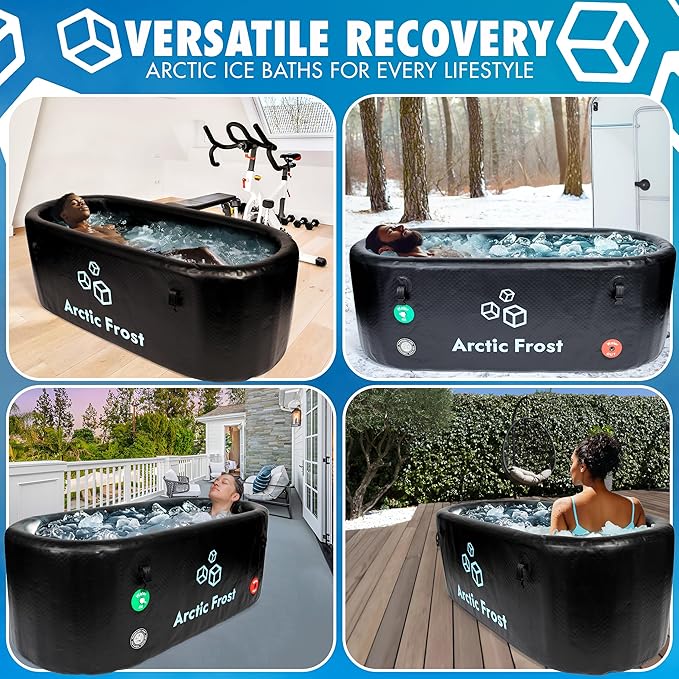 XLarge Oval Professional Ice Bath Tub-230 Gallon Inflatable Cold Plunge- Portable Lightweight Easy to Set Up for Full Cold Water Immersion, Faster Recovery (Black, Extra Large Ice Bath (75x34x26)