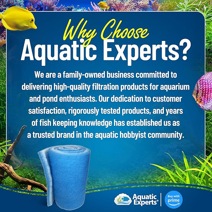 Aquatic Experts Classic Bonded Aquarium Filter Pad -24 Inches by 12 Feet by .75 Inch - Blue and White Aquarium Filter Media Roll Bulk Can Be Cut to Fit Most Filters, Made in USA (24" x 12 Feet)