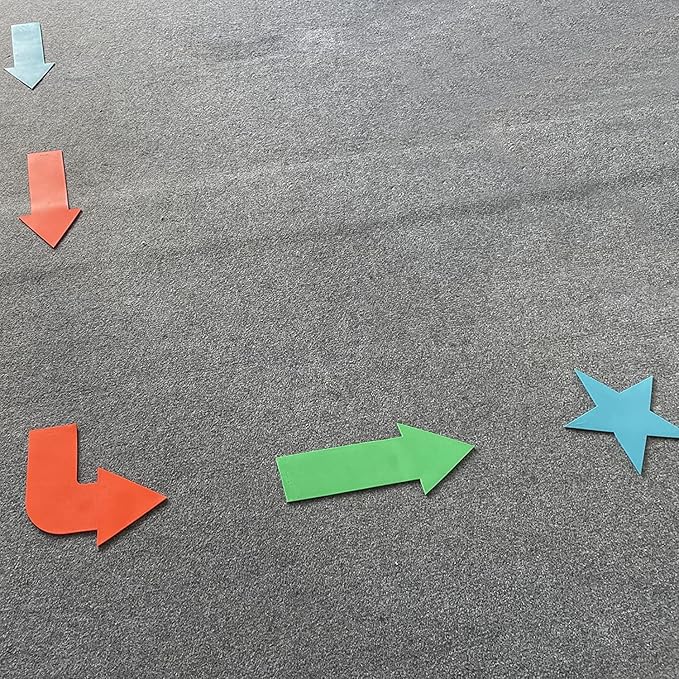 12pcs Colorful Star Arrow Spot Marker Non-Slip Directional Carpet Marker for Training Agility, Kids Classroom Activity, Gym, Sport, Home (Arrow)-FlexoryFit