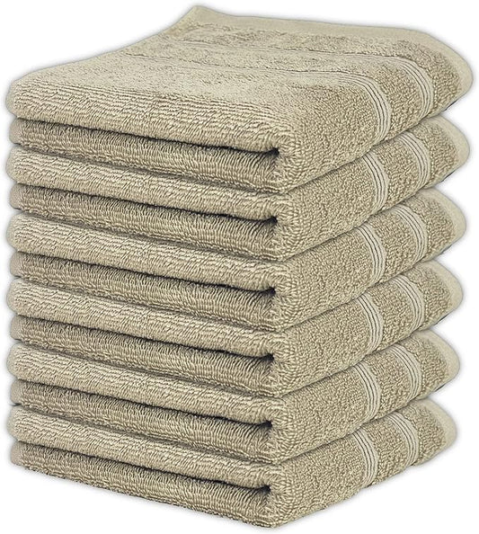 Kaufman - Premium Hand Towels Set for Bathroom, Spa, Gym, and Face Towel 100% Cotton Ring Spun, Ultra Soft Feel and Highly Absorbent Towels (Linen, 6-PK)-FlexoryFit