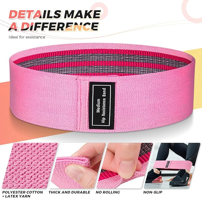 Renoj Resistance Bands, Yoga Starter Sets for Women and Men, 3 Set of Stretch Exercise Workout Bands for Booty Legs, Elastic Pilates Flexbands-FlexoryFit