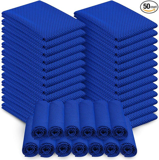 Shellwei 50 Pcs Cooling Towel 40 x 12 Inch Microfiber Workout Towels Breathable Chilly Towel Ice Cool Cold Towels Bulk Fast Drying Absorbent Sweat Rag for Neck Yoga Sports Golf Gym-FlexoryFit