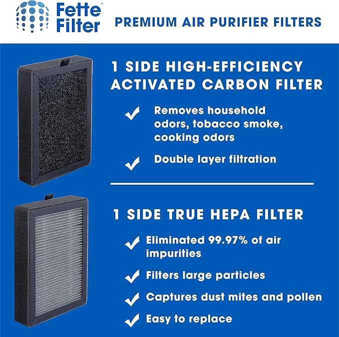 Fette Filter - LV-H128 Replacement Filter Compatible with LEVOIT LV-H128-RF/Valkia PU-P02 / PUURVSAS HM669A / ROVACS RV60 Air Purifier Models Part # LV-H128-RF 4QTY