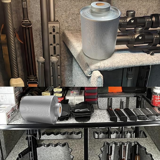 750 Grams 6pcs Gun Safe Dehumidifier, Reusable Canister Desiccant Dehumidifier, Rechargeable 1.65 Lbs Indicating Silica Gel Orange To Green