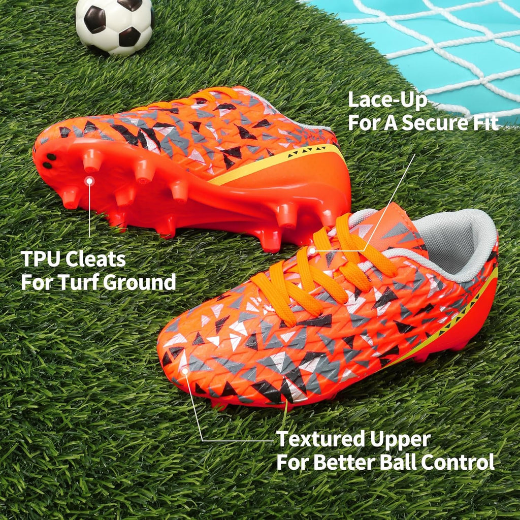 DREAM PAIRS Boys Girls Soccer Cleats Youth Firm Groud Athletic Outdoor Trainning Football Shoes for Little/Big Kid