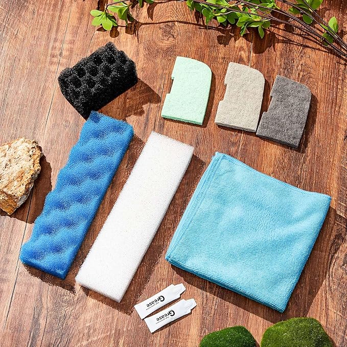 52 Pcs Replacement Filter Media Kit Compatible with Fluval 406/407 Aquarium Filters Include 12 Biological Foams Ammonia Remover Phosphate Pads Nitrite Remover, Towel and Grease