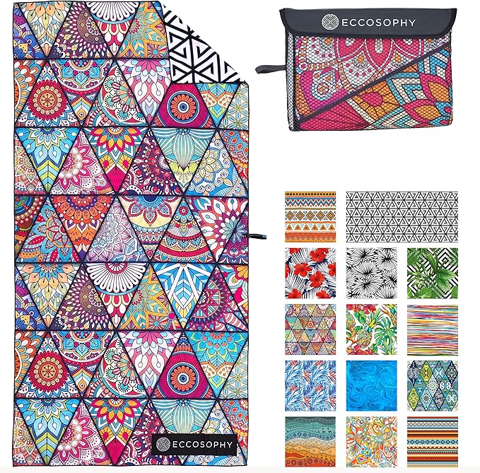 ECCOSOPHY Microfiber Beach Towel - Sand Free Towels are Quick Dry, Light Weight, Super Absorbent - Perfect Pool, Travel, Cruise, Camping Essentials - Oversized Extra Large for Adults 71x35 in-FlexoryFit